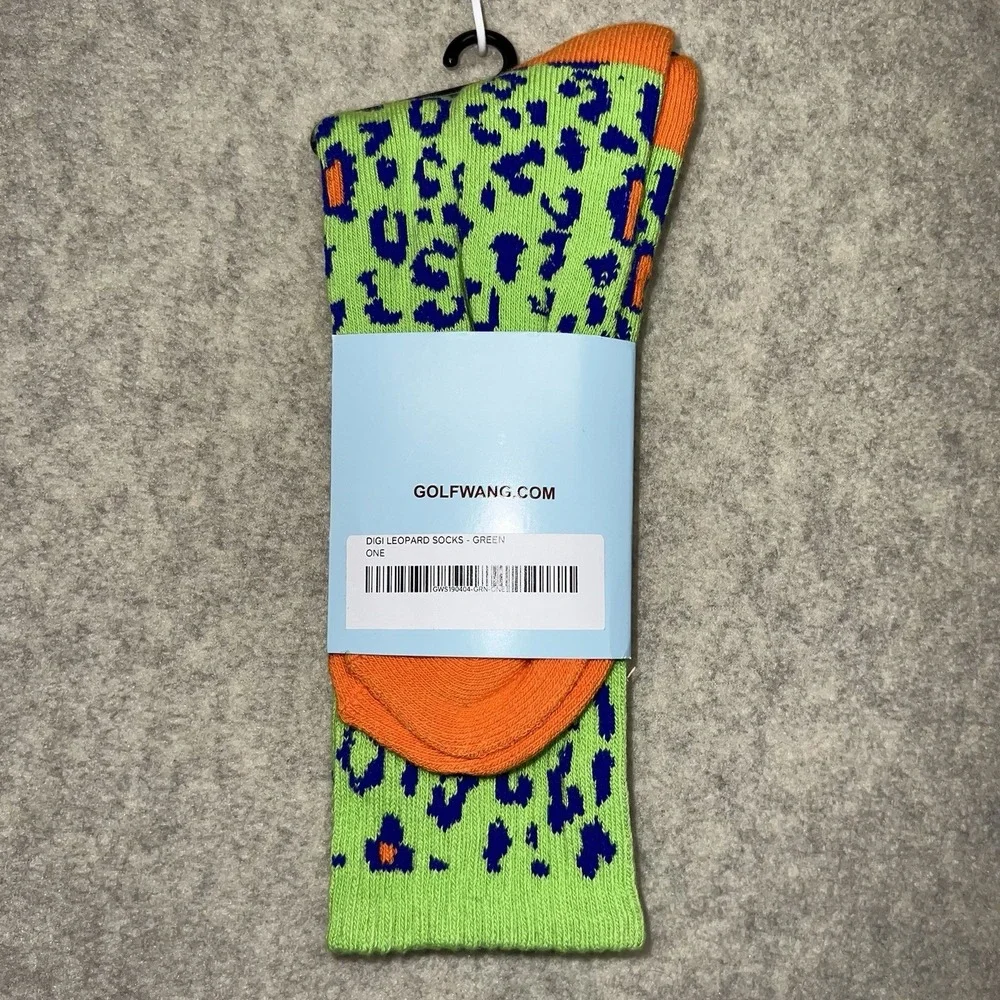 Golf Wang Digi Leopard Crew Socks Green Orange Blue One Size NWT